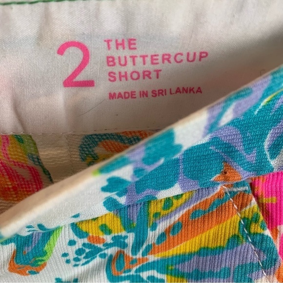 Lilly Pulitzer sz 2 Casa Marina Neon Floral Buttercup Scalloped Hem Shorts - Picture 4 of 7